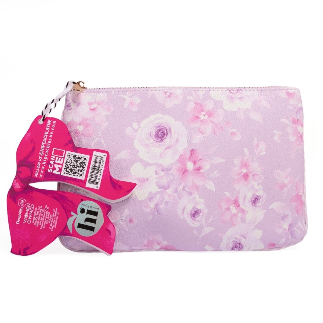 Purple Floral Large Zipper Pouch
