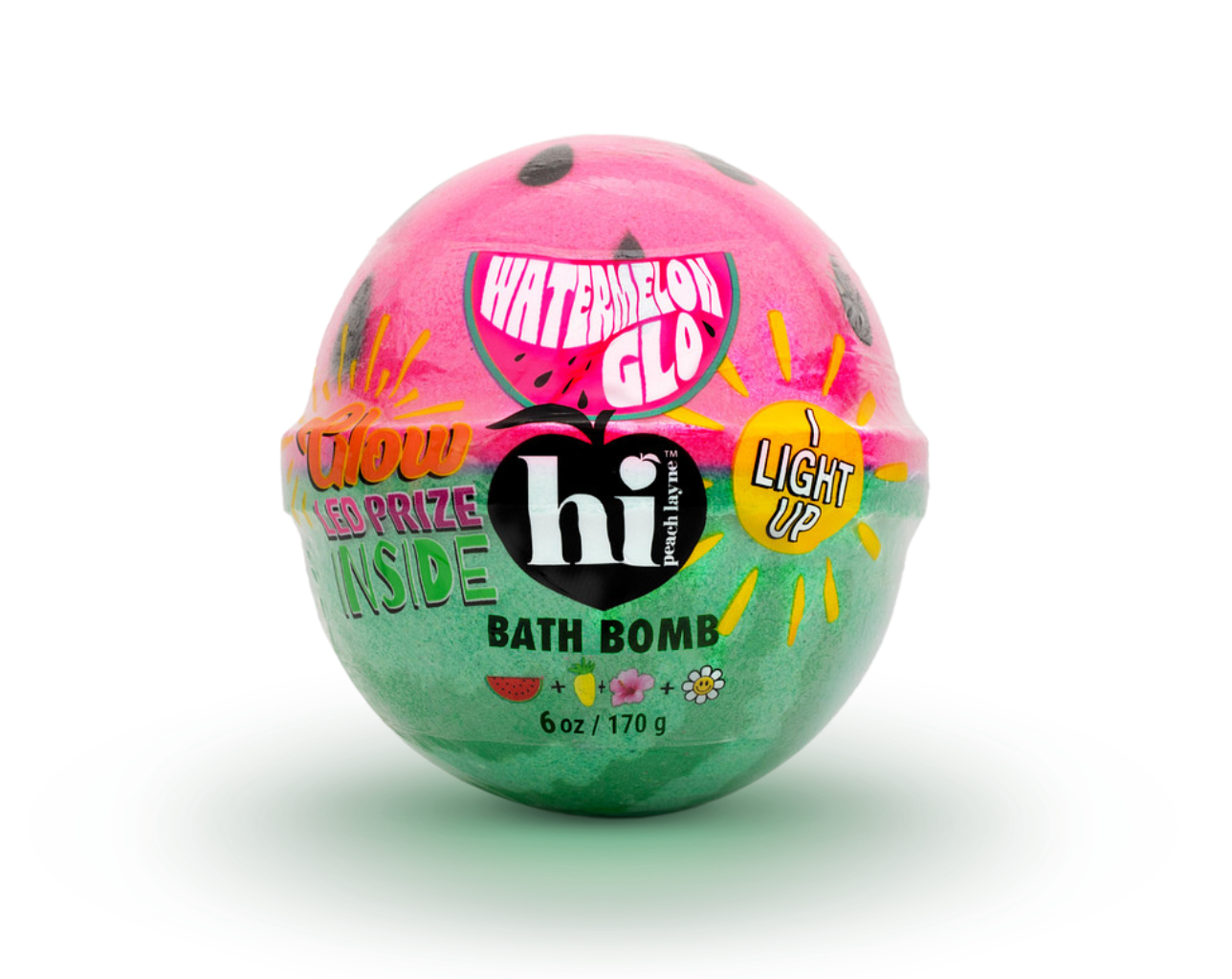 Watermelon Glo Bath Bomb (6oz) with LED Prize Inside