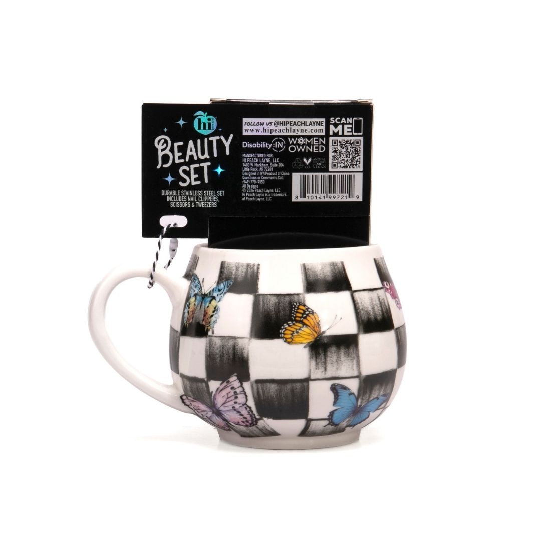 Black Coffee Mug with Manicure Set