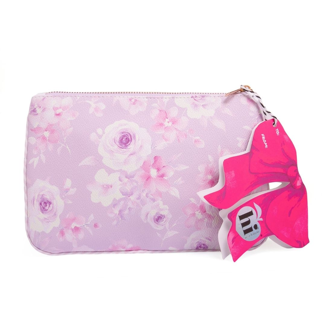 Purple Floral Large Zipper Pouch