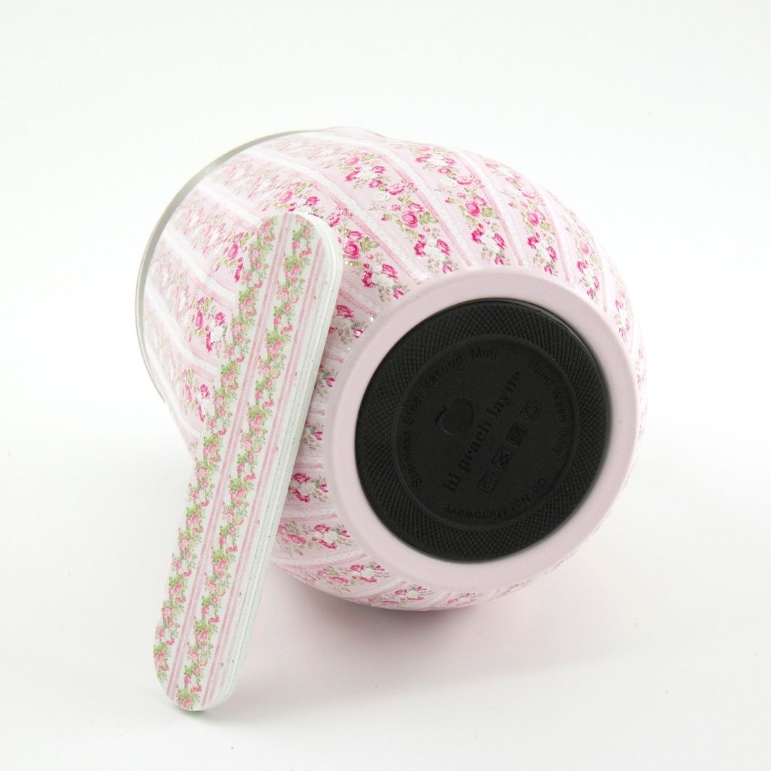 Pink Stripe Floral Wine Tumbler with Nail File