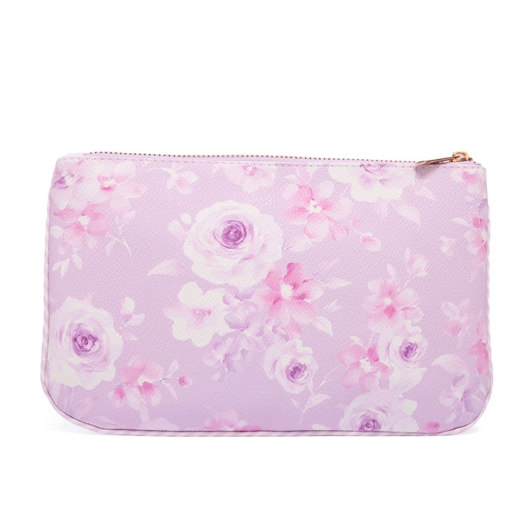 Purple Floral Large Zipper Pouch