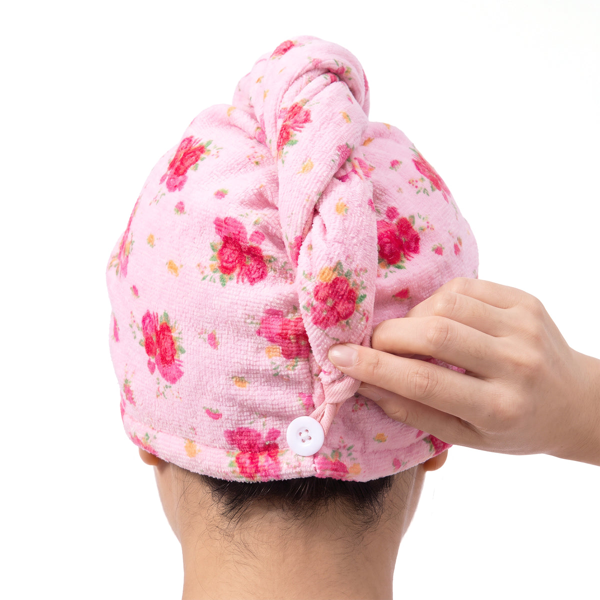 Pink Floral Microfiber Hair Turban