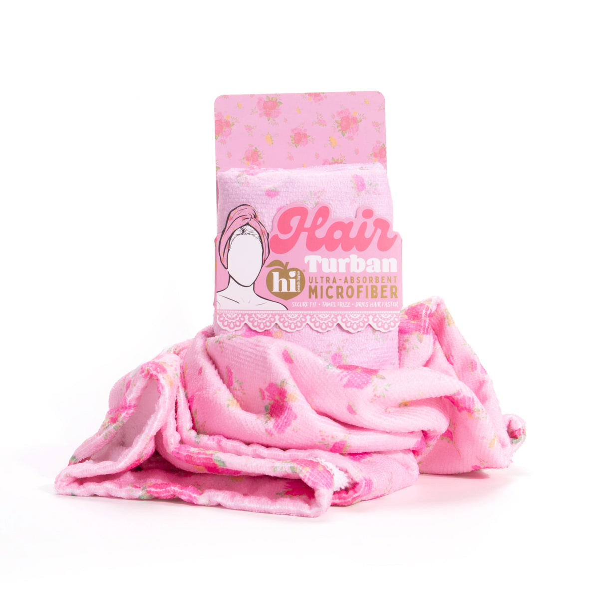 Pink Floral Microfiber Hair Turban