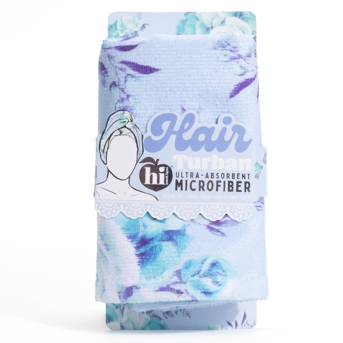 Blue Floral Microfiber Hair Turban