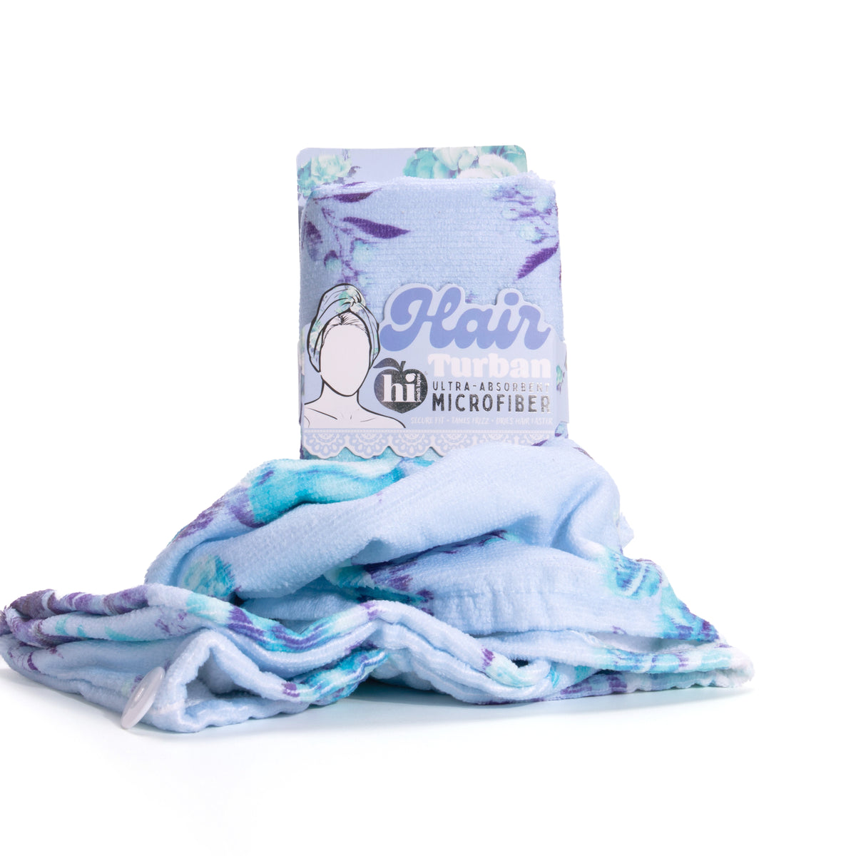 Blue Floral Microfiber Hair Turban