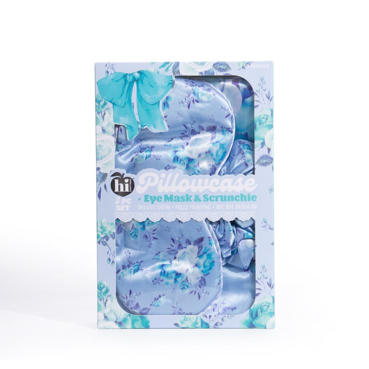Blue Pillowcase, Eye mask and Scrunchie Set