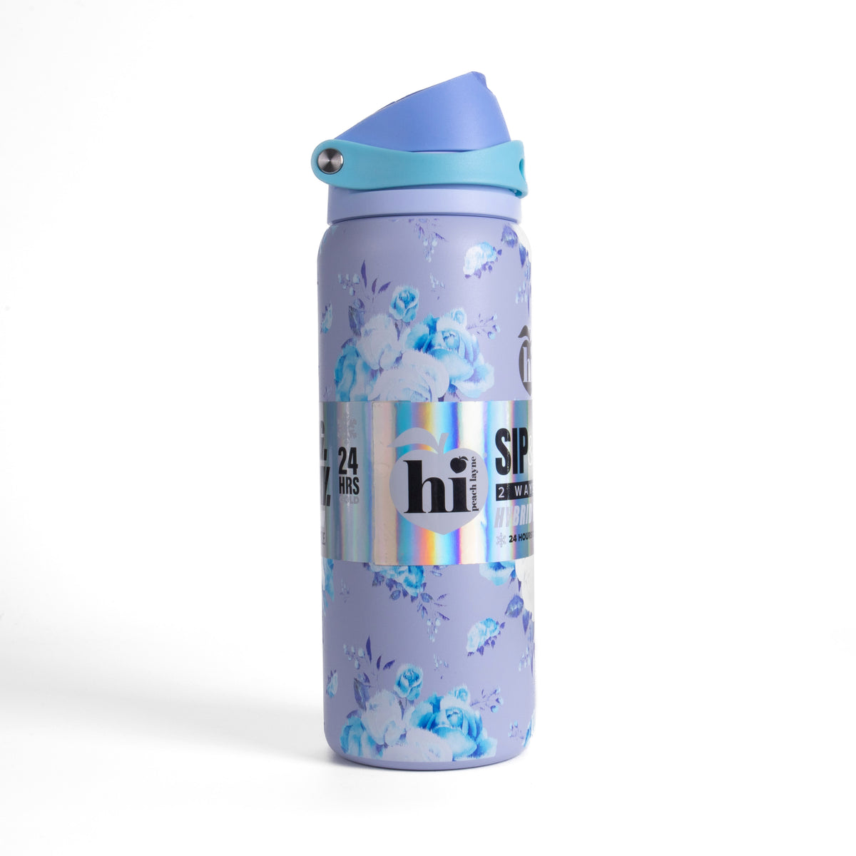 Blue Floral Insulated Water Bottle With Scrunchie, 32oz