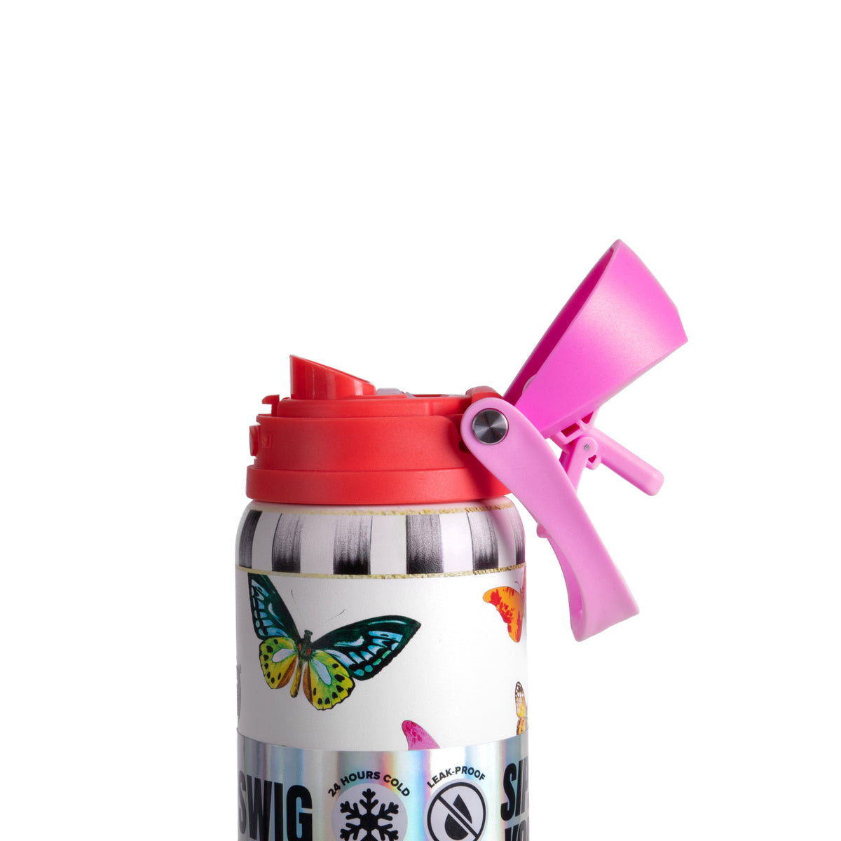 Butterfly Print Insulated Water Bottle With Scrunchie, 32oz