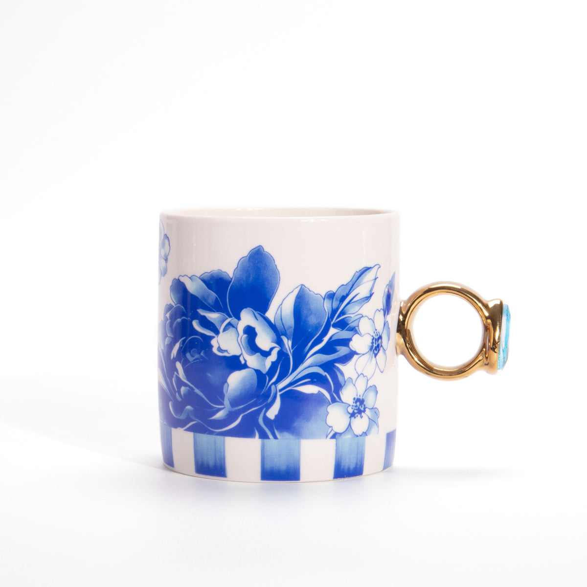 Navy Floral Ceramic Mug and Hydrogel Eye Mask Gift Set