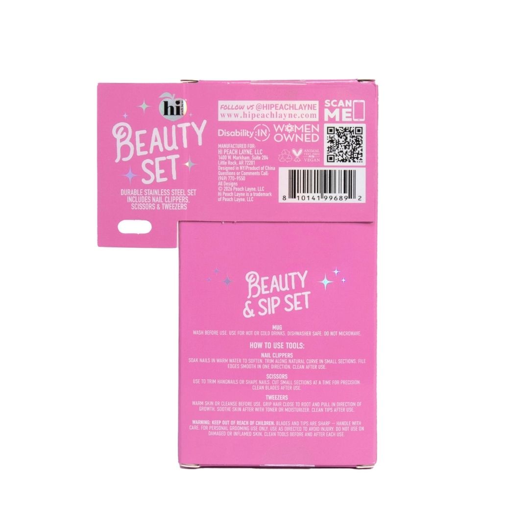 Pink Coffee Mug with Manicure Set