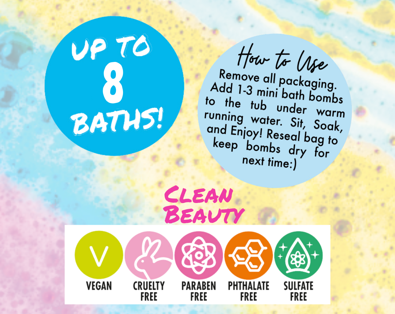 8 Mini Bath Bombs Bag with Prize