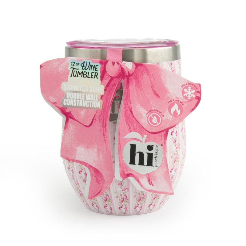 Pink Stripe Floral Wine Tumbler & Nail File | HPL – Hi Peach Layne