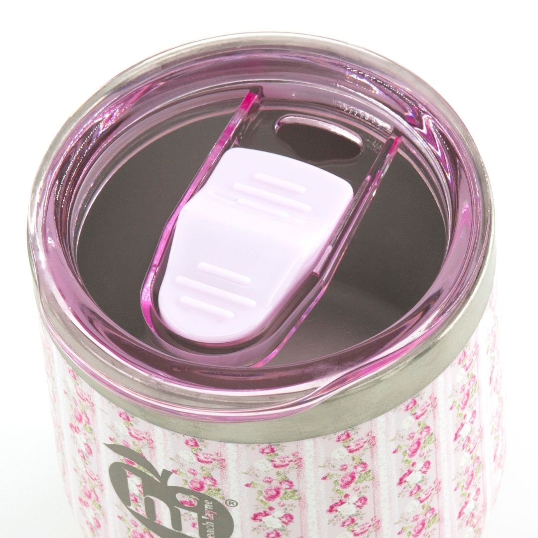 Pink Stripe Floral Wine Tumbler with Nail File