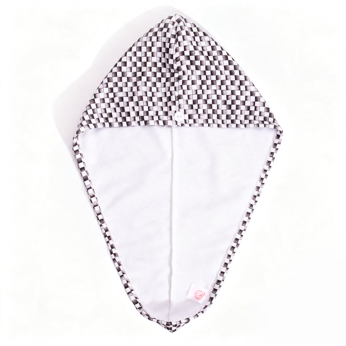 Black Checkered Microfiber Hair Turban