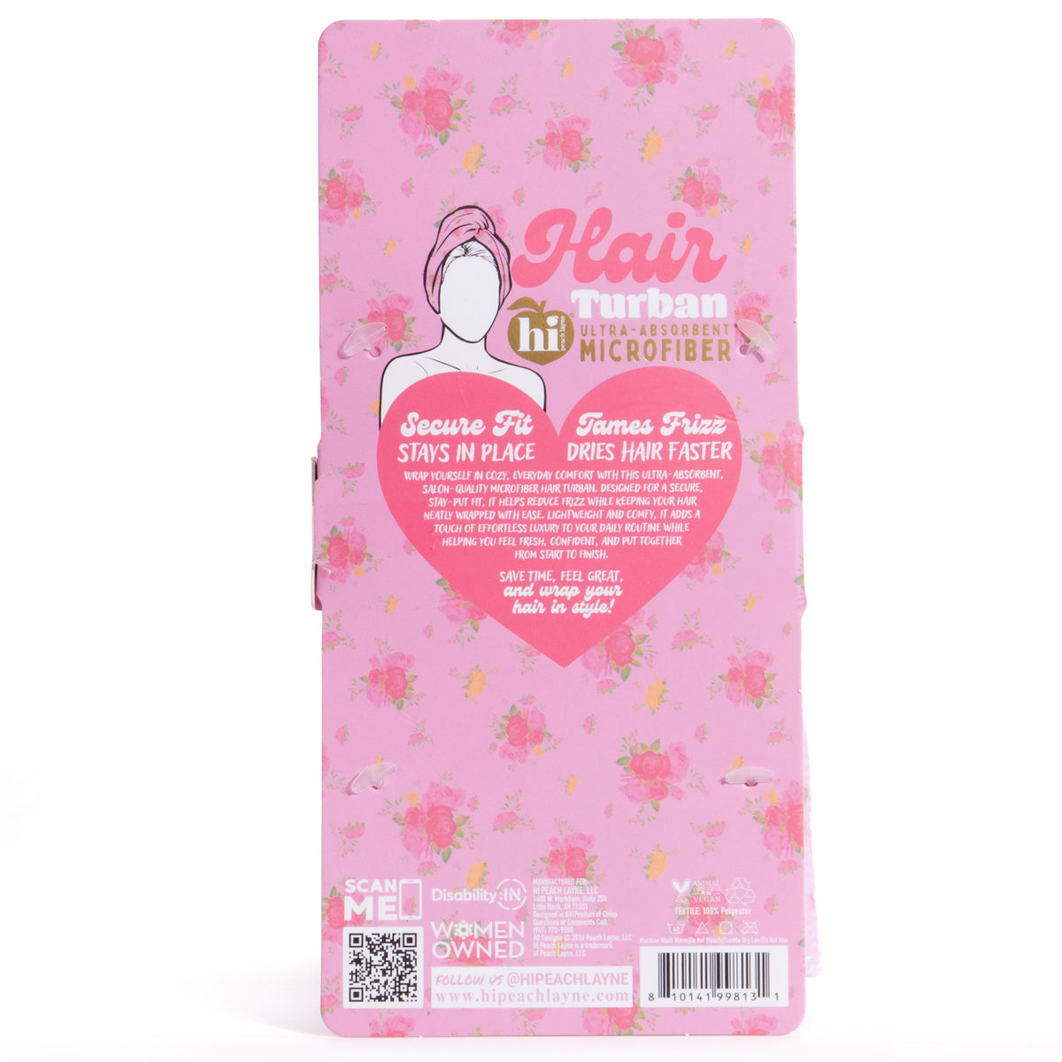 Pink Floral Microfiber Hair Turban