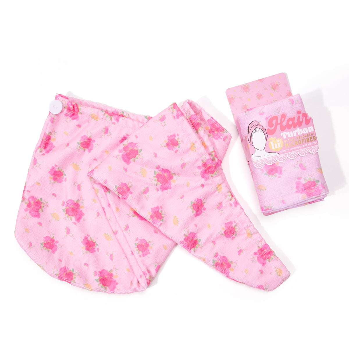 Pink Floral Microfiber Hair Turban