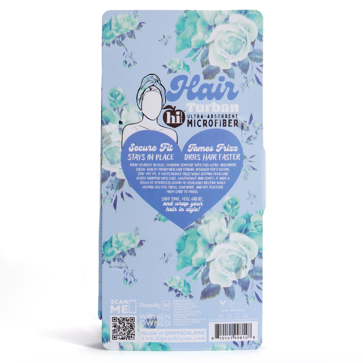 Blue Floral Microfiber Hair Turban