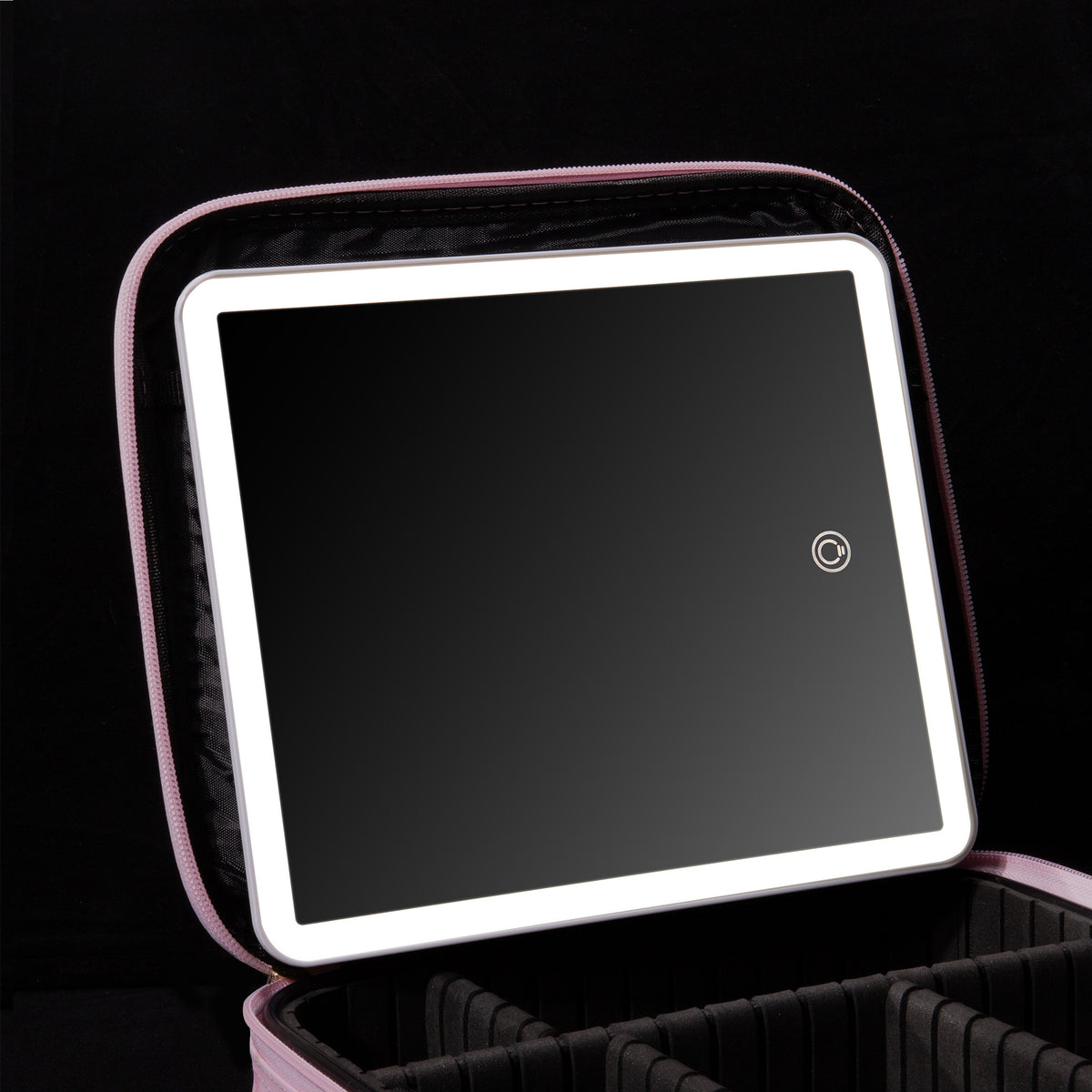Pink Floral Makeup Case With LED Mirror