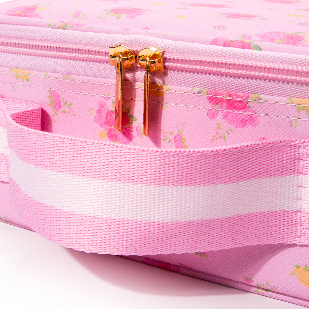 Pink Floral Makeup Case With LED Mirror