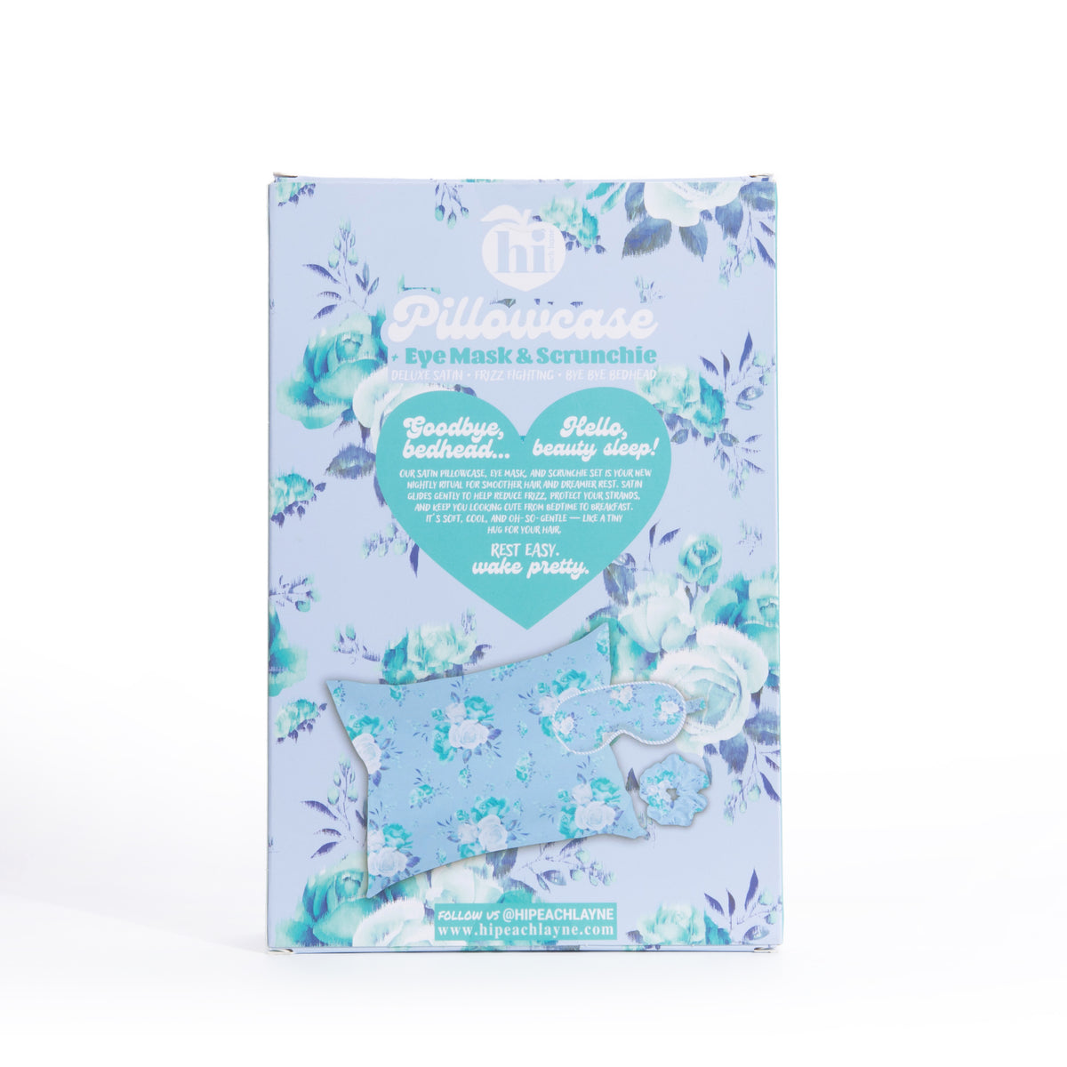 Blue Pillowcase, Eye mask and Scrunchie Set