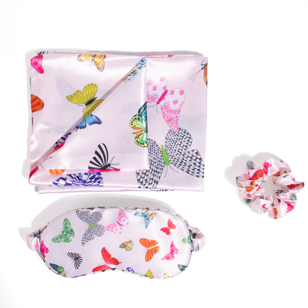 Butterfly Pillowcase, Eye mask and Scrunchie Set