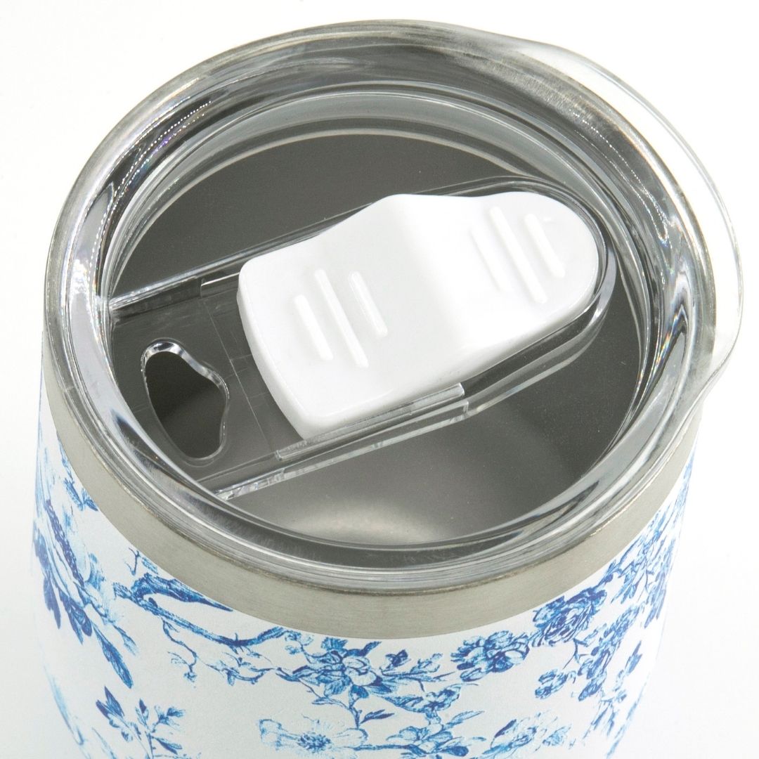 Blue Toile Wine Tumbler with Nail File