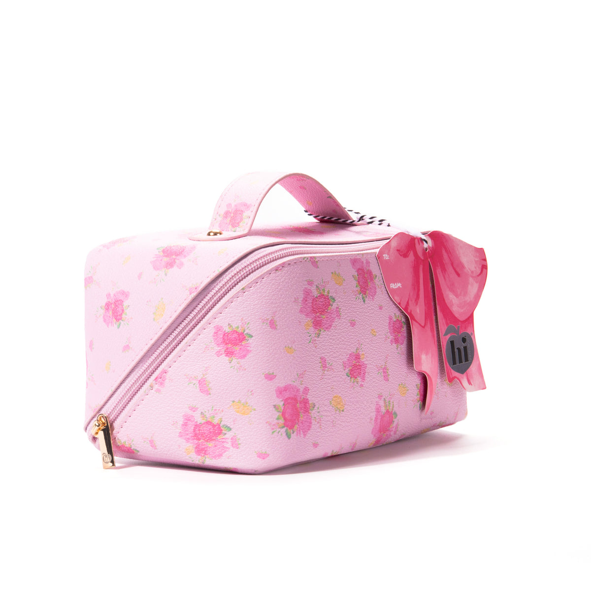 Pink Floral Travel Makeup Bag