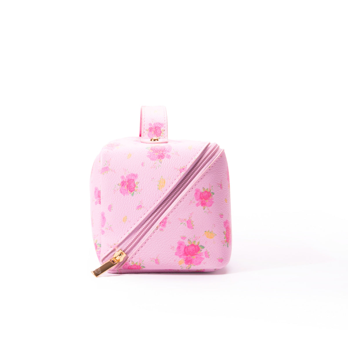 Pink Floral Travel Makeup Bag