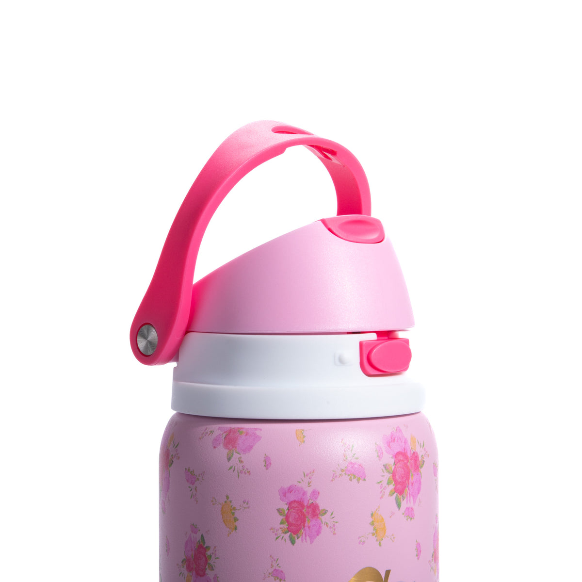 Pink Floral Insulated Water Bottle With Scrunchie, 32oz