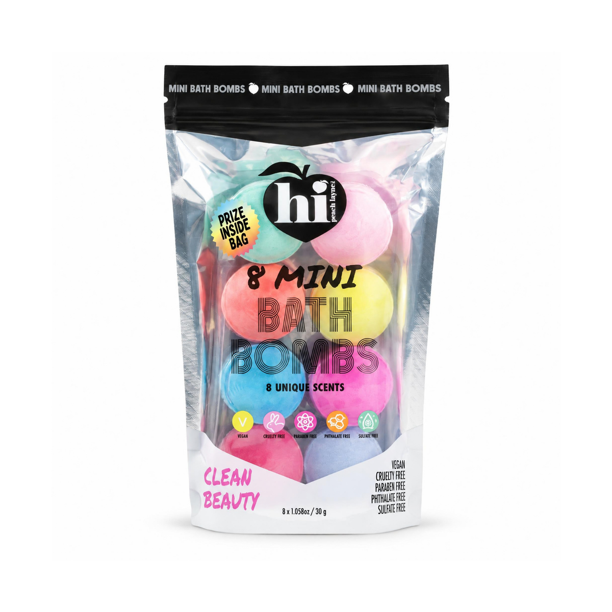 8 Mini Bath Bombs with Prize | Hi Peach Layne
