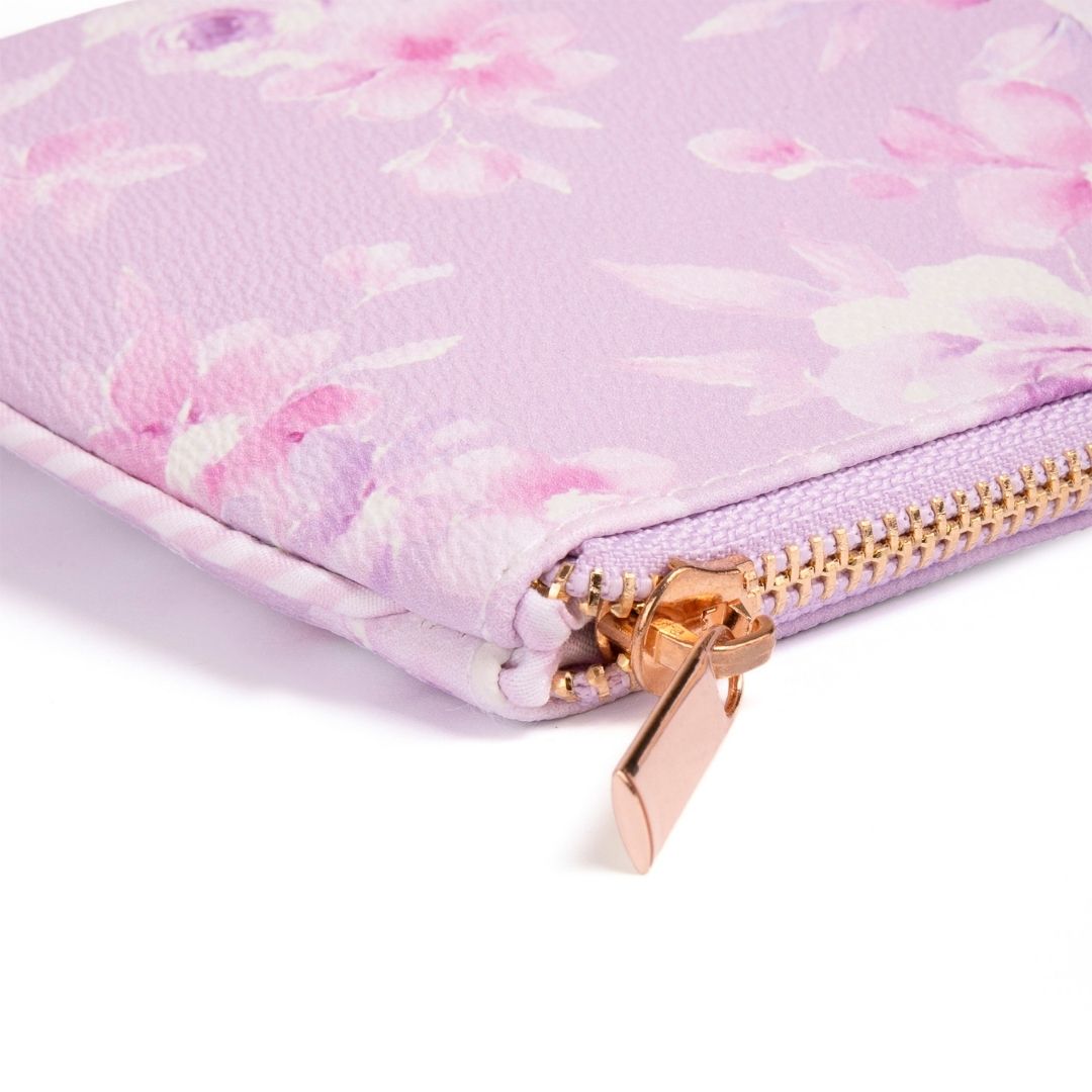Purple Floral Large Zipper Pouch